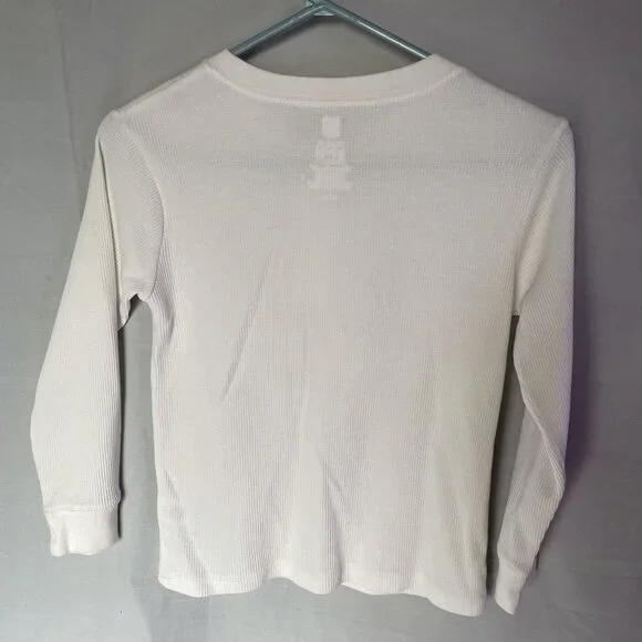 365 KIDS Garanimals - White Polo Waffle Shirt - Long Sleeve 2 Button - Size 7 - Picture 2 of 3